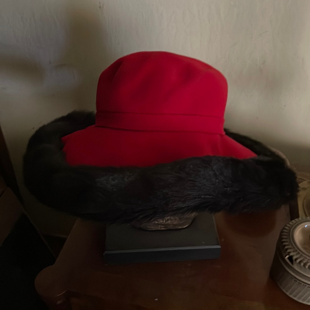 Red and black hat